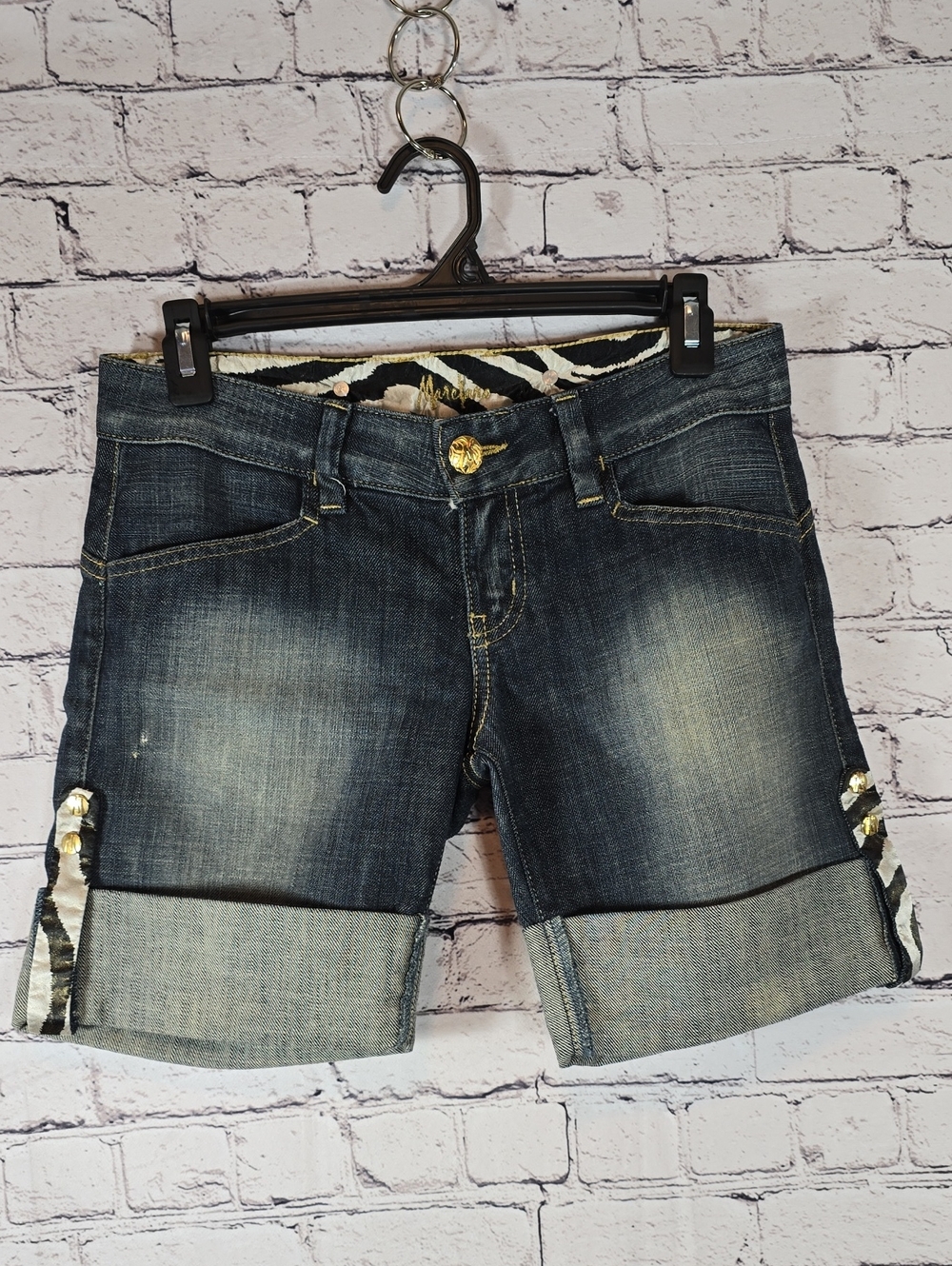 Marciano Dark Wash Denim Roll-Cuff Women's Shorts  Size 27 EUC